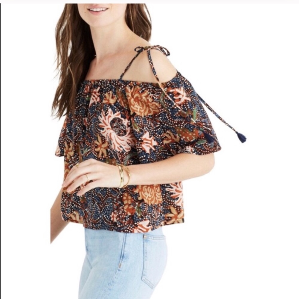 Madewell Boho Silk Blouse with Tassels